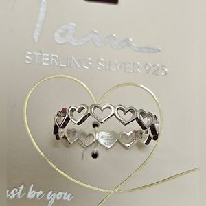 I AM STERLING SILVER HEART ETCHED BAND HEARTS RING